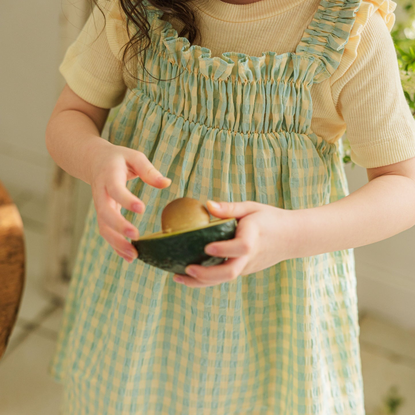 Gingham Smocked Dress-Green