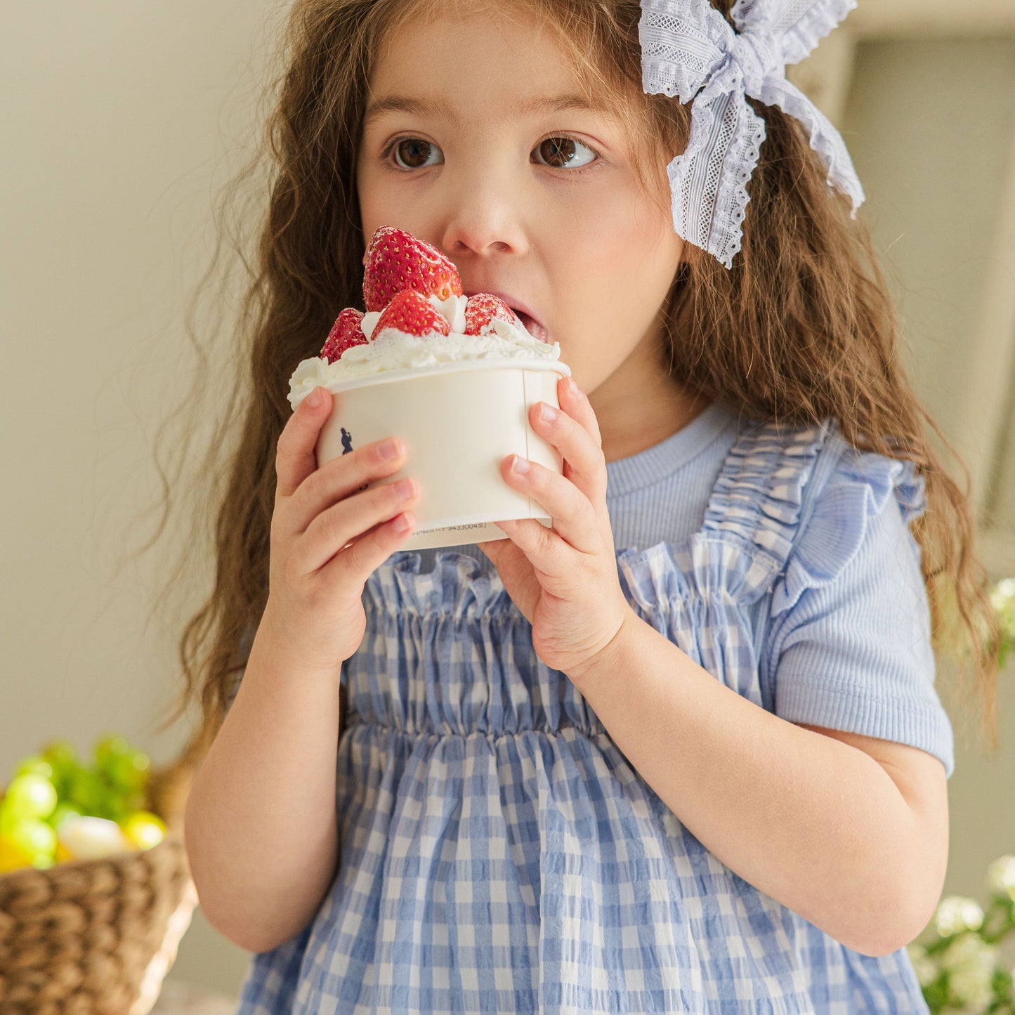 Gingham Smocked Dress-Blue