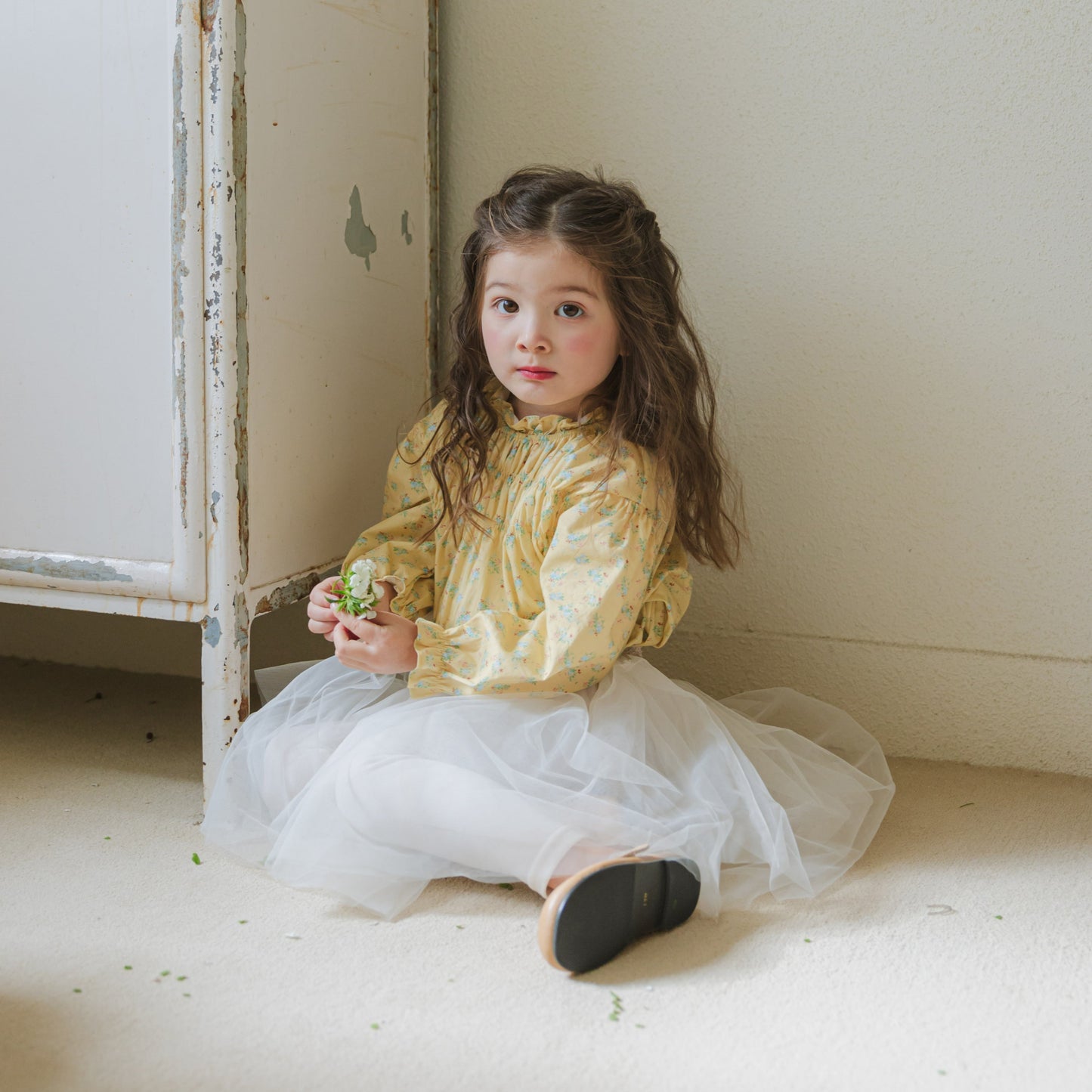 Girls Skirt Leggings Set - Cream