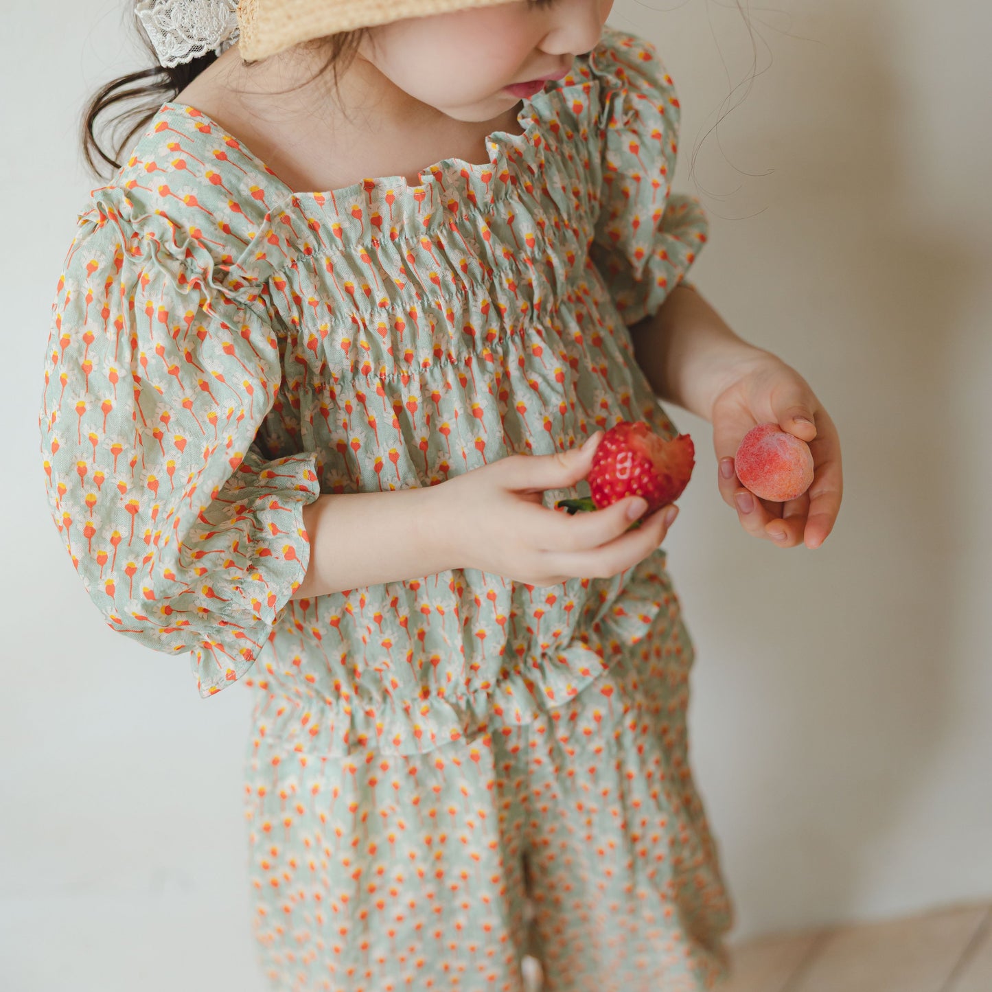 Floral Smocked Blouse with Puff Sleeves (2 colours)
