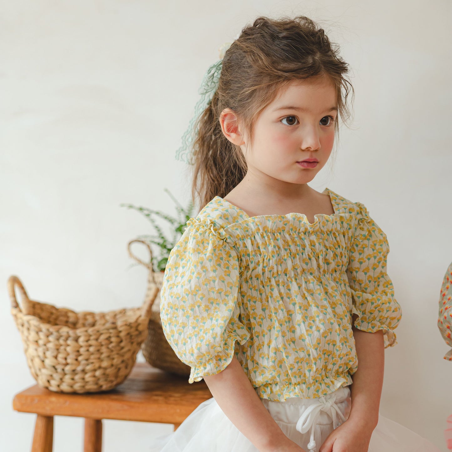 Floral Smocked Blouse with Puff Sleeves (2 colours)