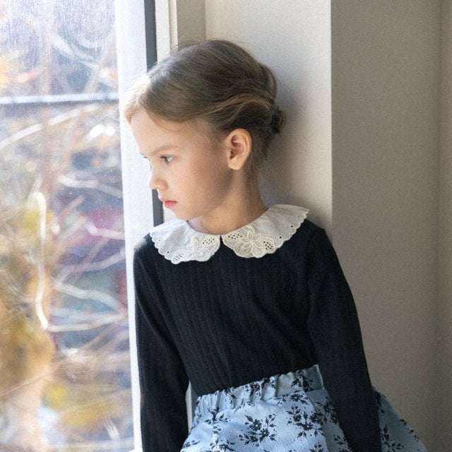 Kids Lace Collar Cotton T-Shirt