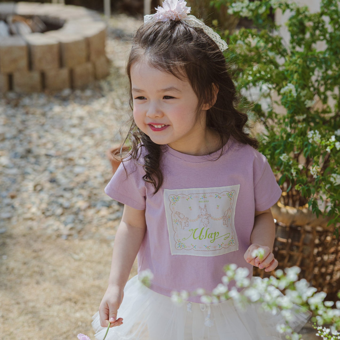 Bunny Patch Cotton T-Shirt – Pink