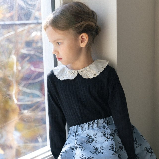Kids Lace Collar Cotton T-Shirt