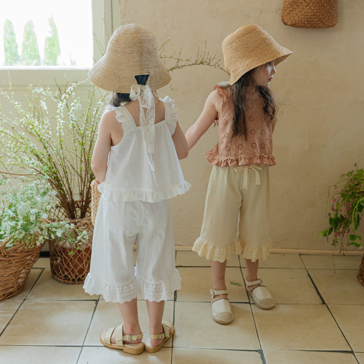 Ruffle Hem & Elastic Ribbon Waist Pants