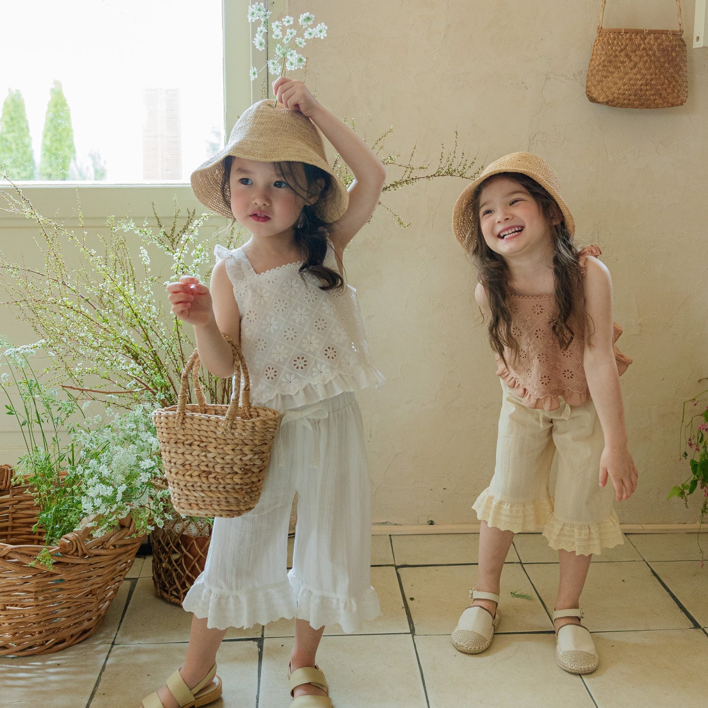 Ruffle Hem & Elastic Ribbon Waist Pants