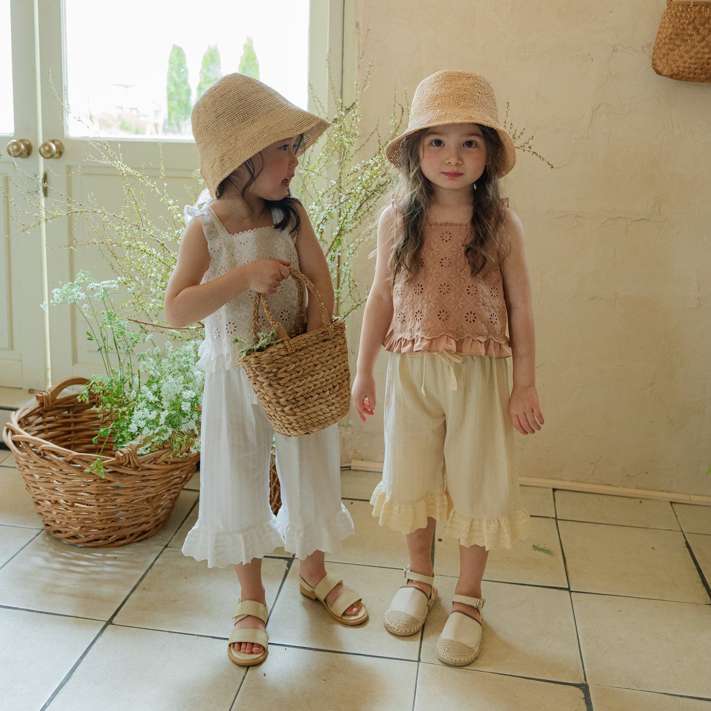 Ruffle Hem & Elastic Ribbon Waist Pants