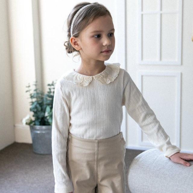 Kids Lace Collar Cotton T-Shirt