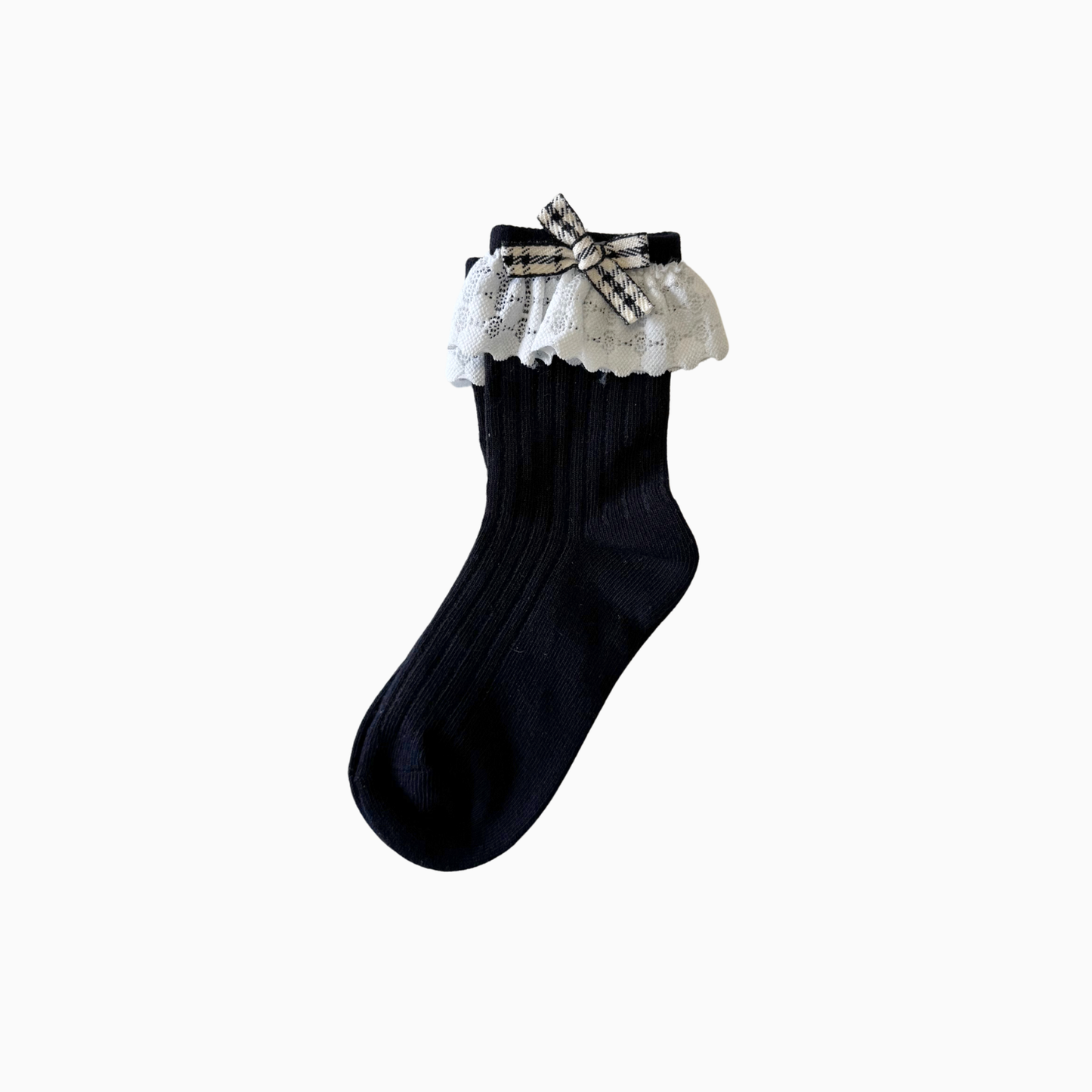 Check Ribbon Frill Socks