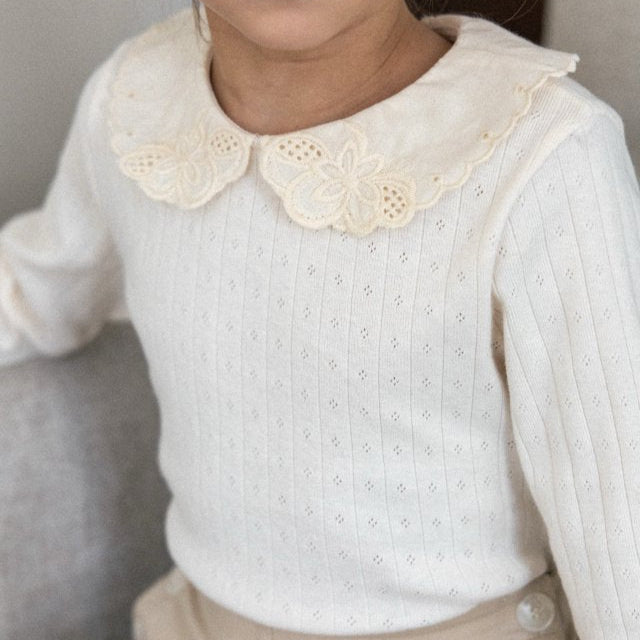 Kids Lace Collar Cotton T-Shirt