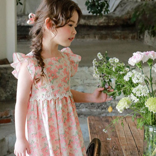 Ruffle Cap Floral Dress