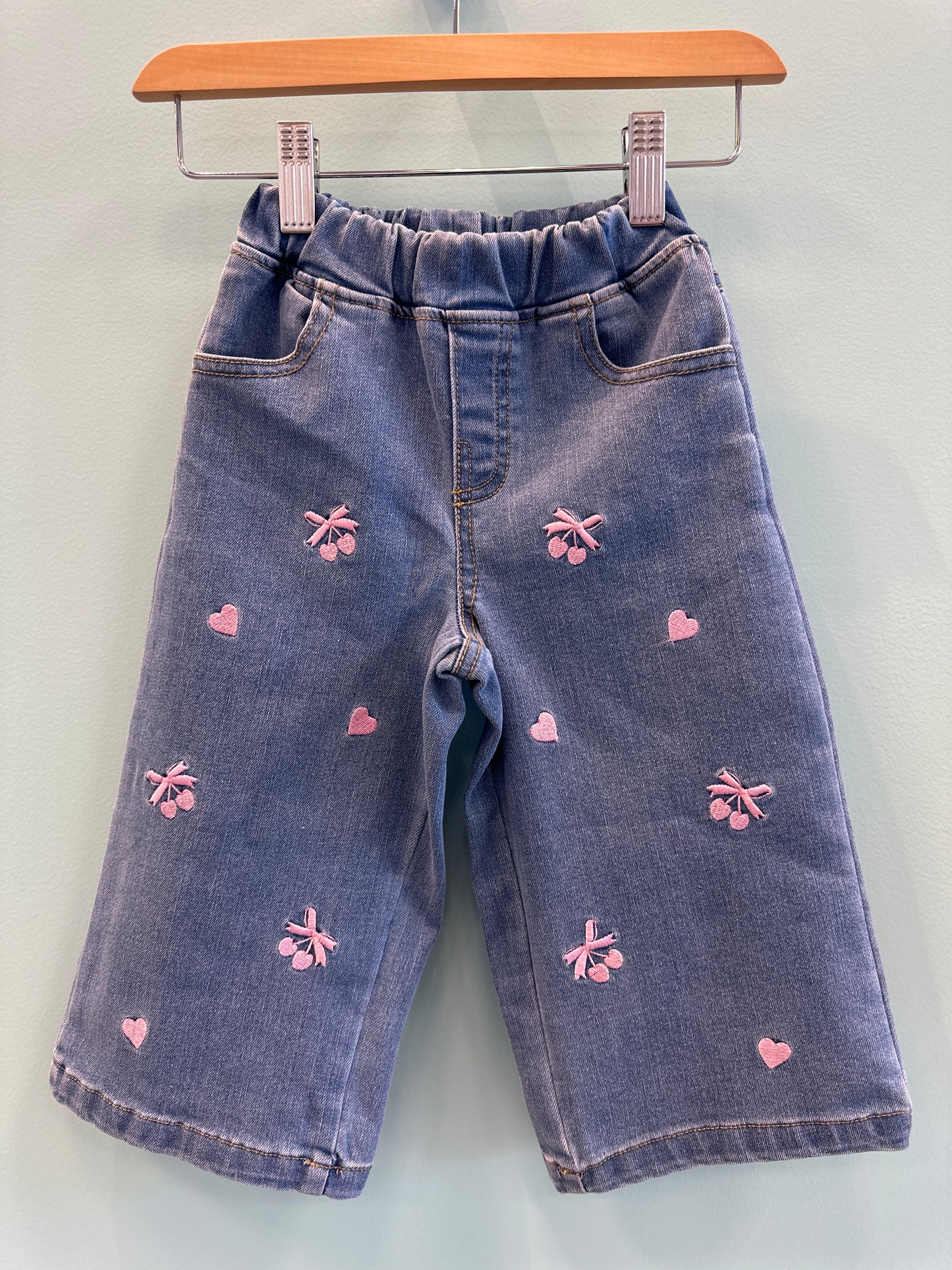 GIRLS EMBROIDERED LOVELY DENIM PANTS
