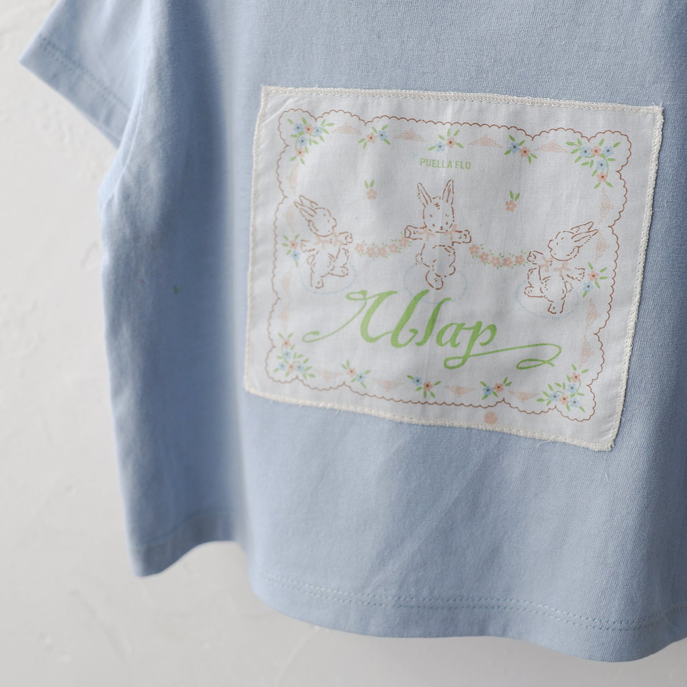 Bunny Patch Cotton T-Shirt – Light Blue
