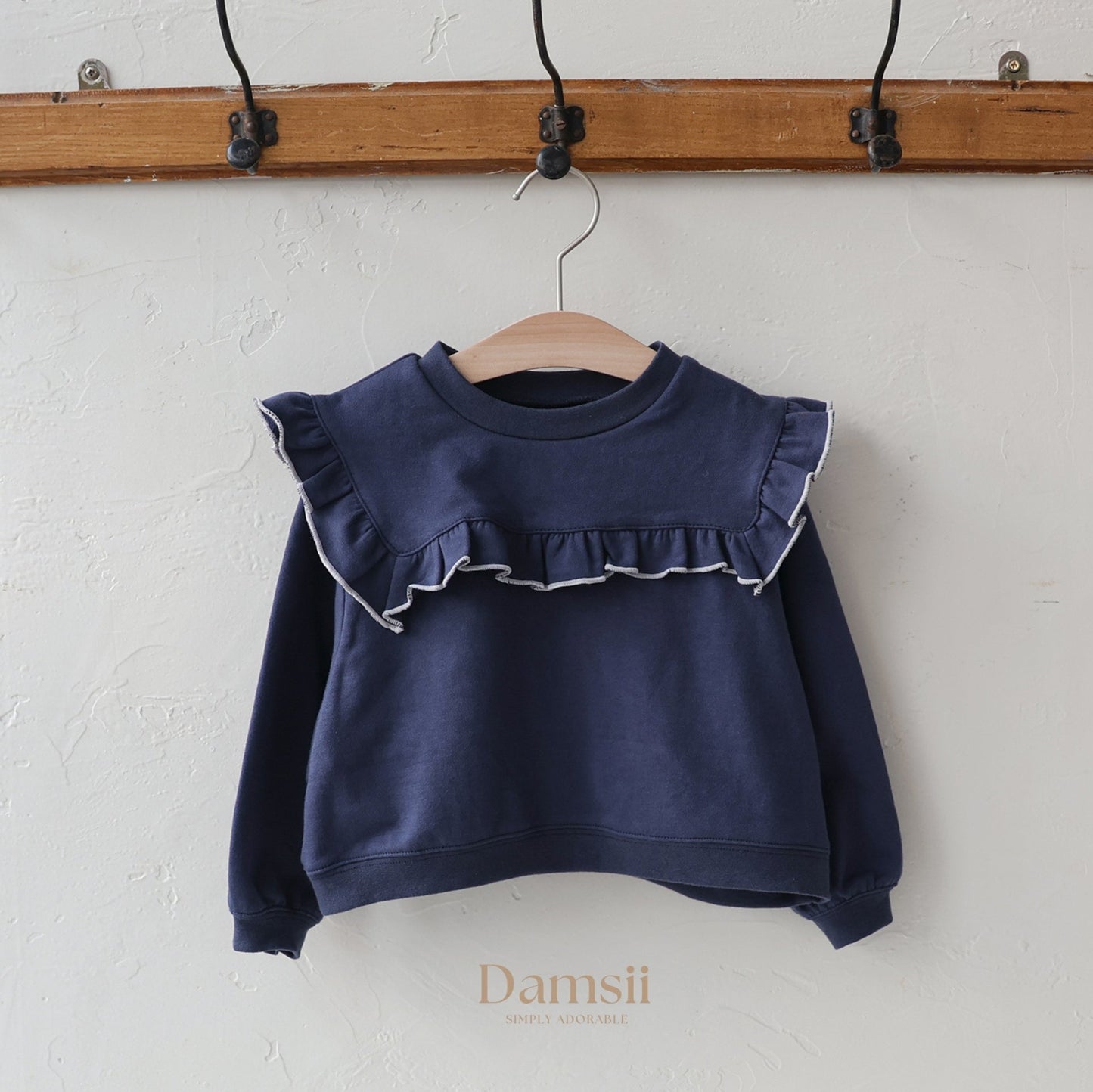 SWEAT-SHIRT À VOLANTS - BLEU MARINE