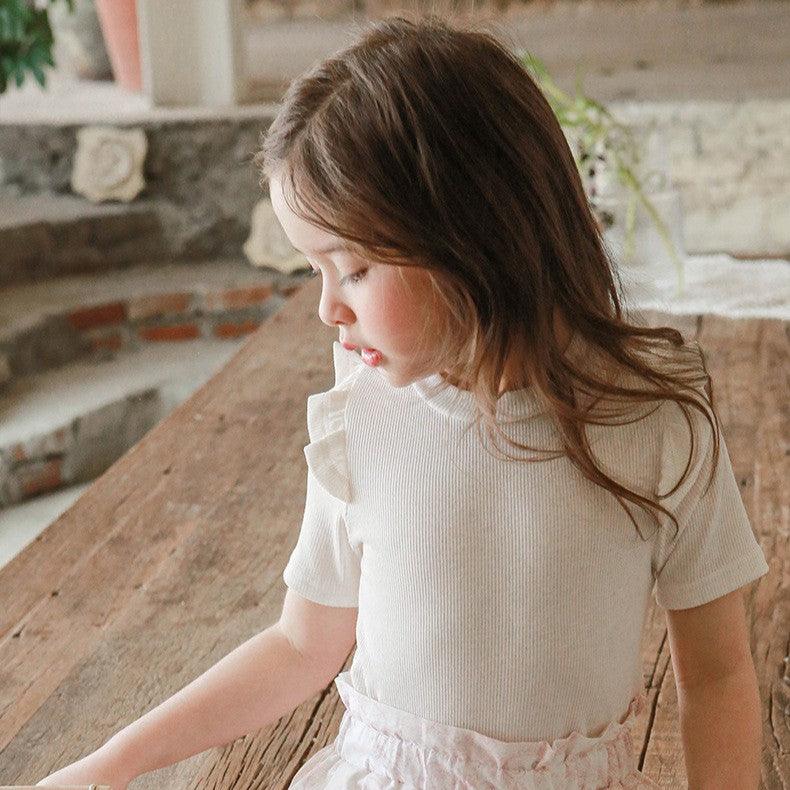 Fringe Cotton Short Sleeve T-shirt- WHITE