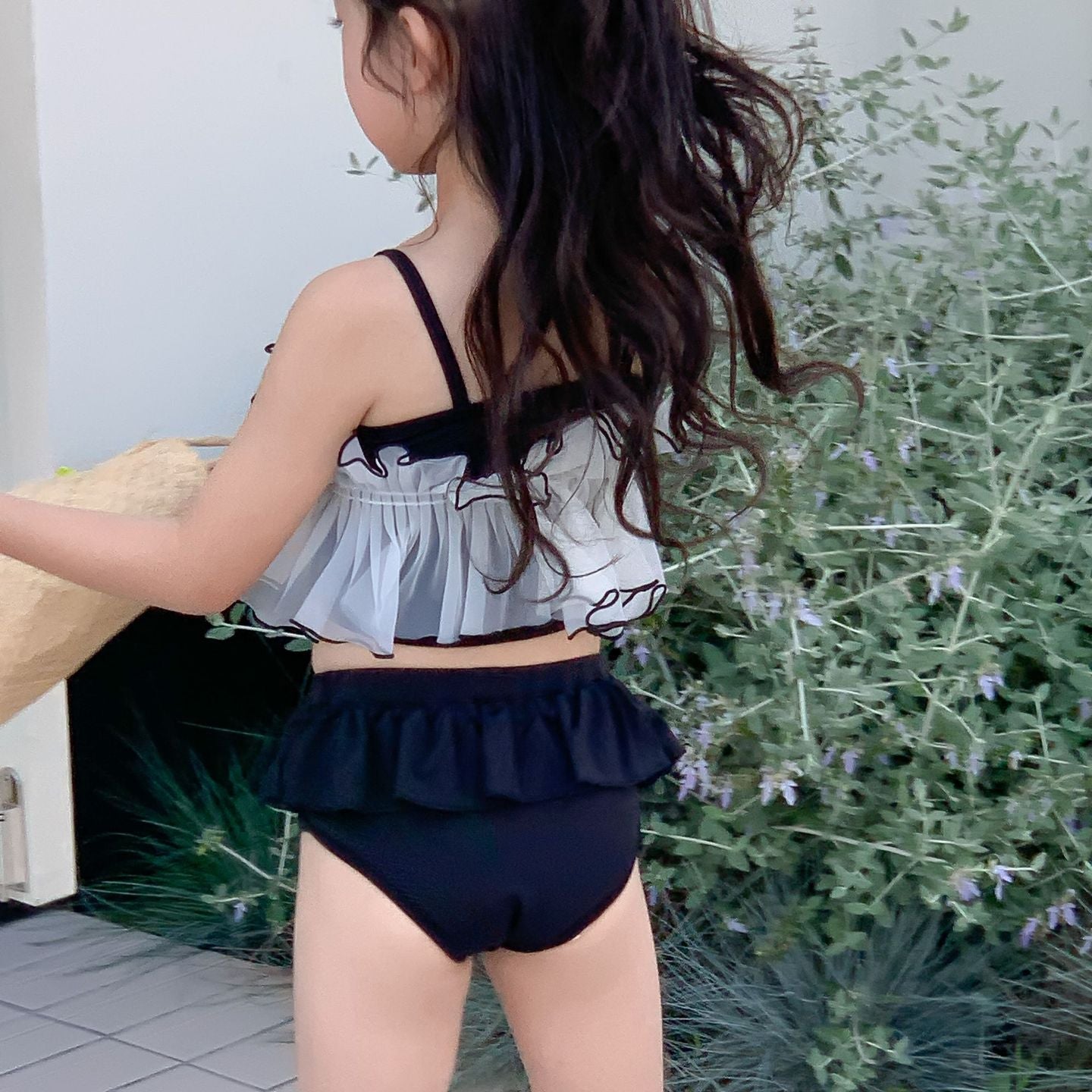 Mesh Top Ruffle Two-Piece Swimsuit
