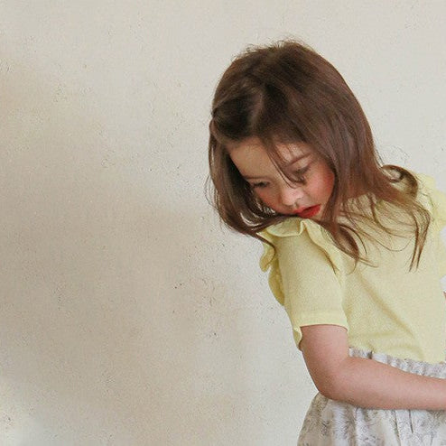 Fringe Cotton Short Sleeve T-shirt- YELLOW