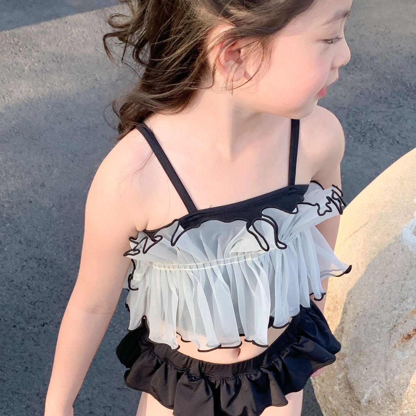 Mesh Top Ruffle Two-Piece Swimsuit