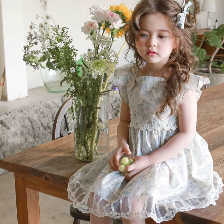 Ruffle Cap Floral Dress