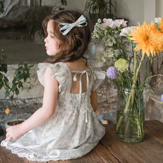 Ruffle Cap Floral Dress