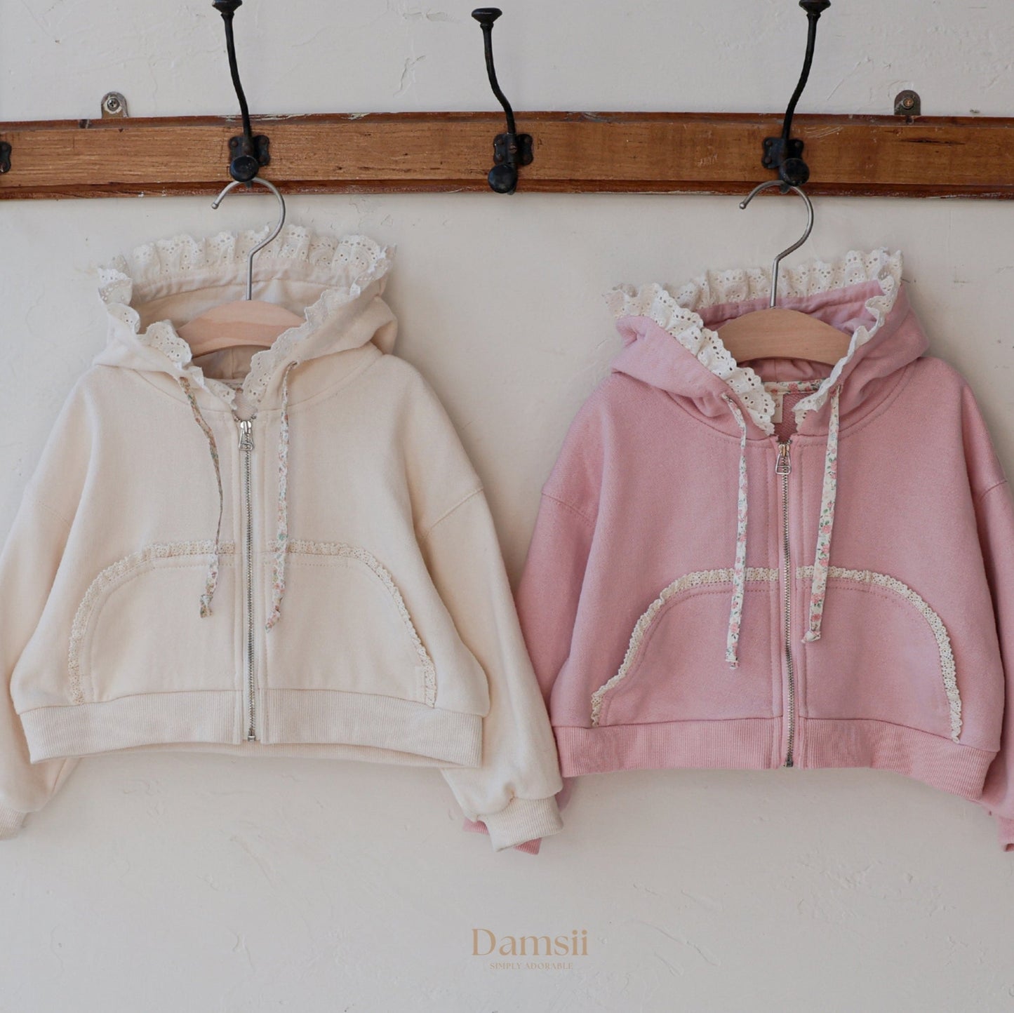 FLORAL LACE HOODIE - IVORY