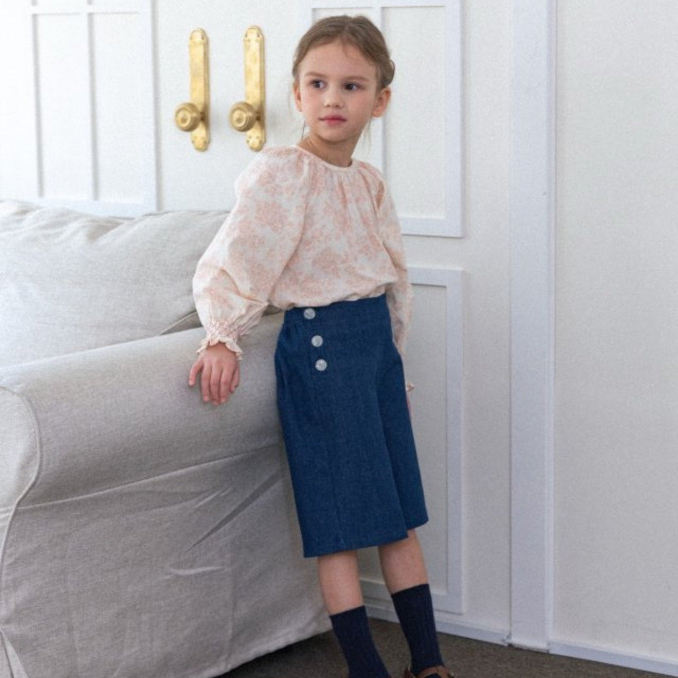 Floral Lace Puff Blouse -PINK