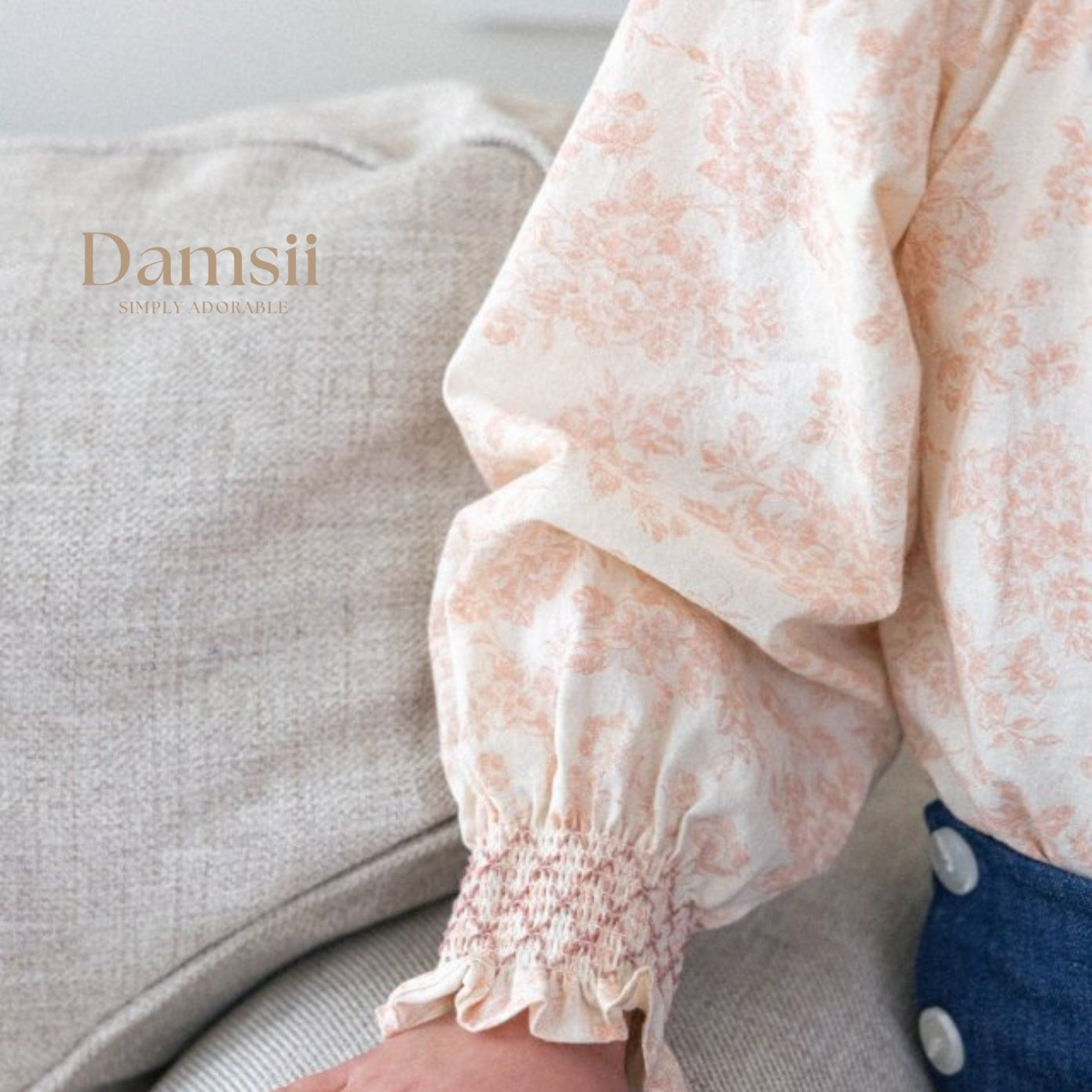 Floral Lace Puff Blouse -PINK