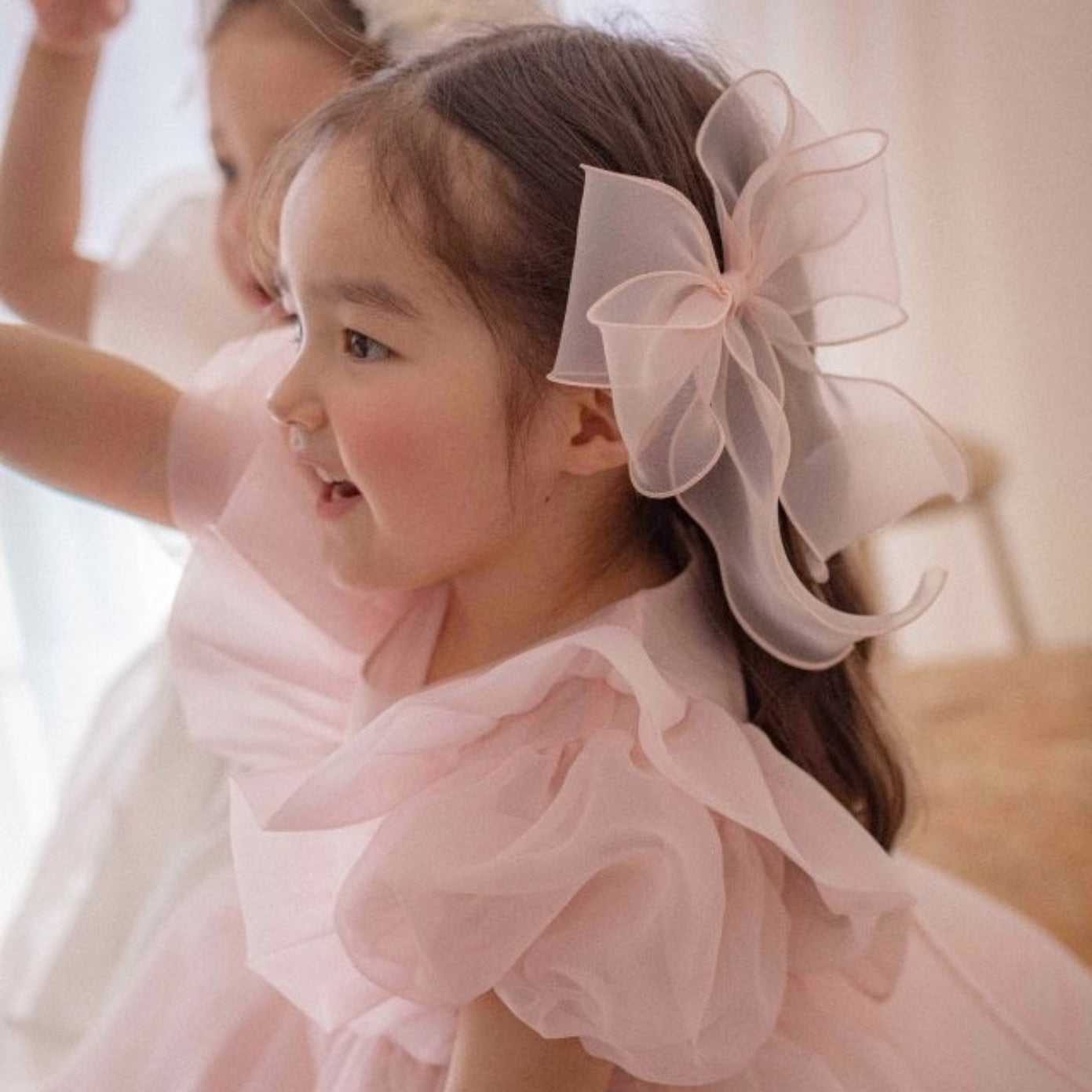 Girls Pink Ribbon Hair Clip