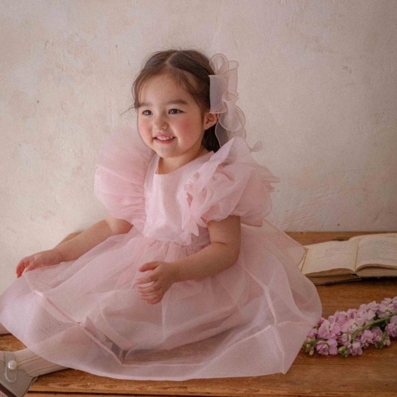 Girls Pink Ribbon Hair Clip
