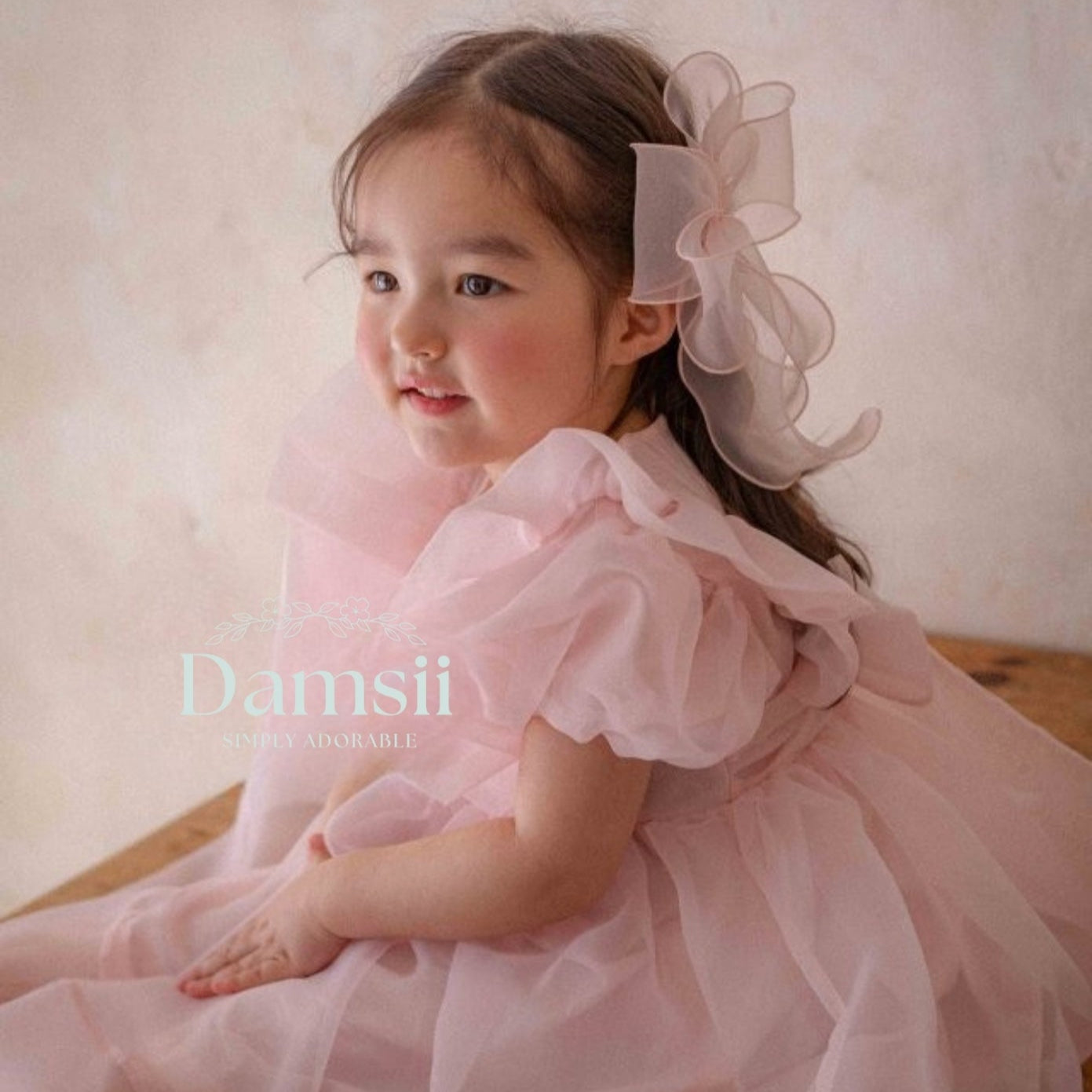 Girls Pink Ribbon Hair Clip