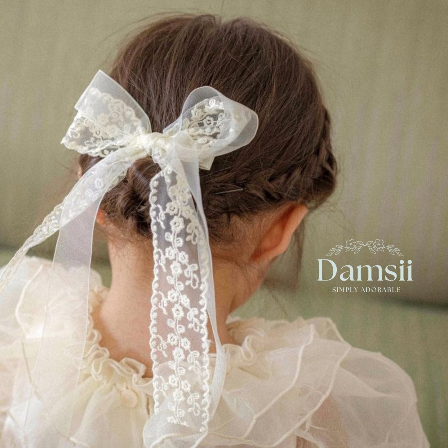 Girls Lace Ribbon Hair Clip