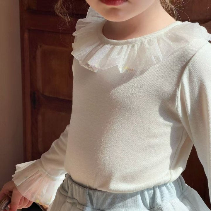 Lace Frill Collar Long Sleeve Top