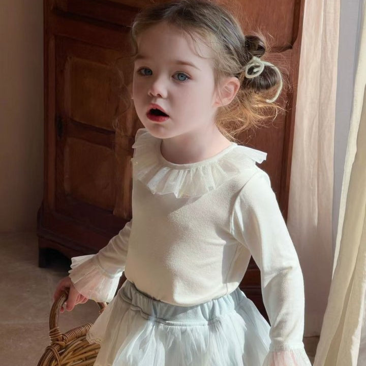 Lace Frill Collar Long Sleeve Top
