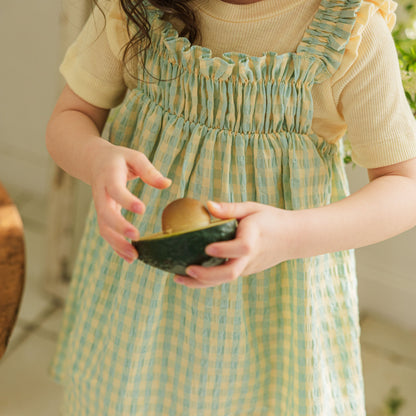 Gingham Smocked Dress-Green