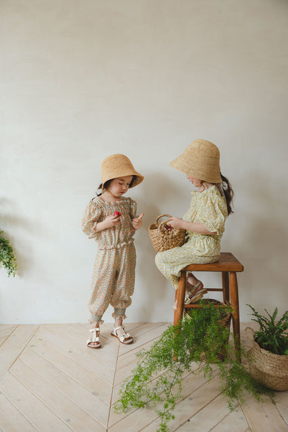 Floral Lightweight Pants with Elastic Waist