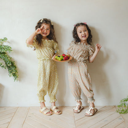 Floral Lightweight Pants with Elastic Waist
