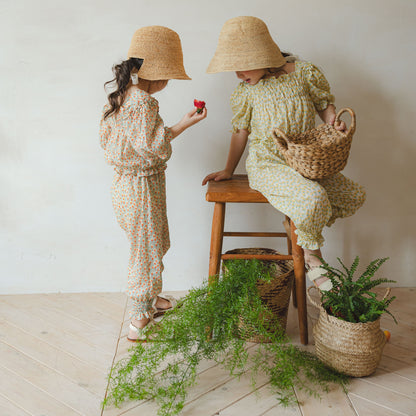 Floral Smocked Blouse with Puff Sleeves (2 colours)
