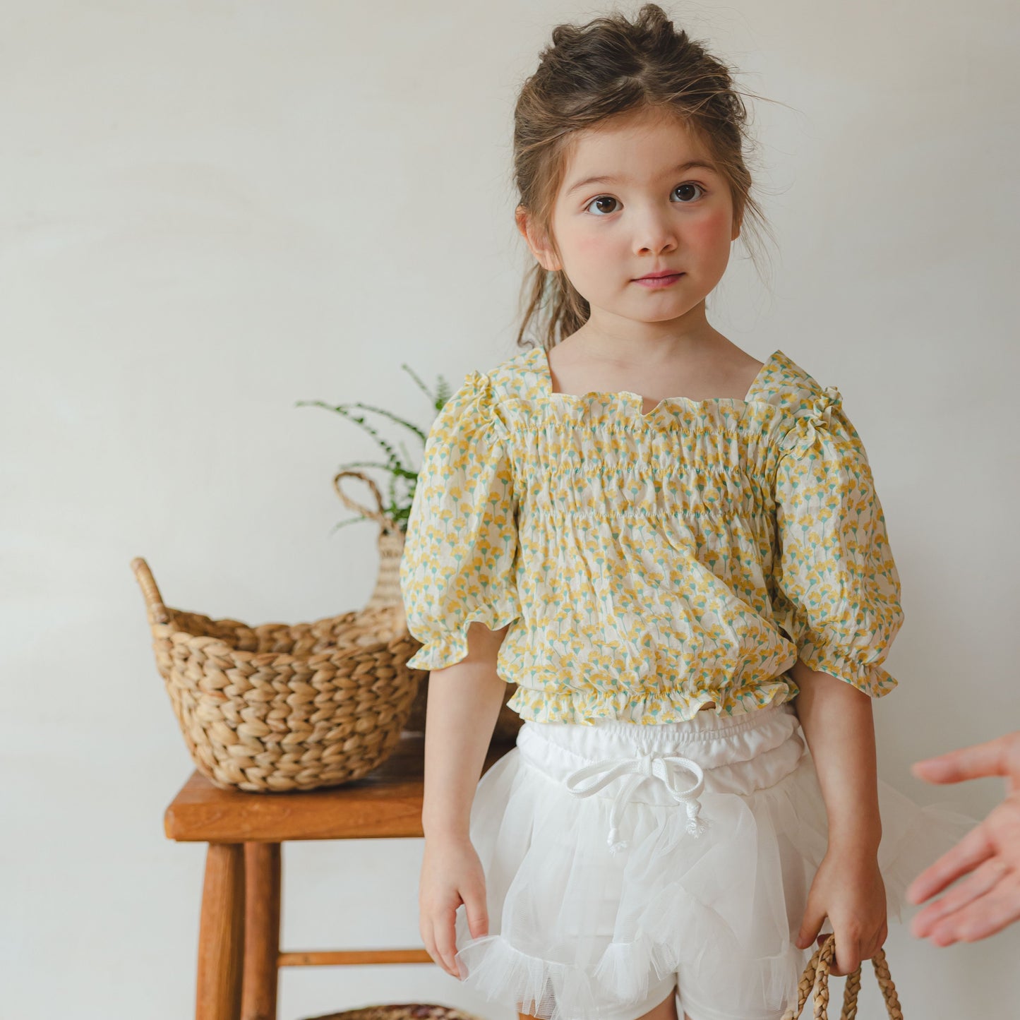 Floral Smocked Blouse with Puff Sleeves (2 colours)