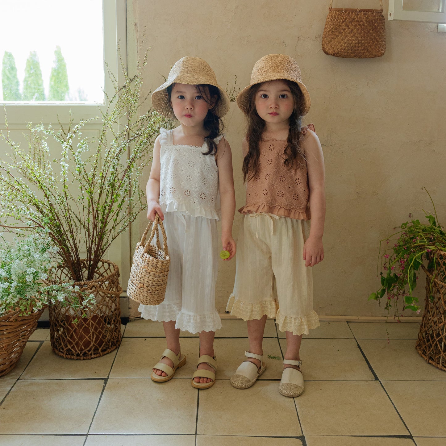 Ruffle Hem & Elastic Ribbon Waist Pants