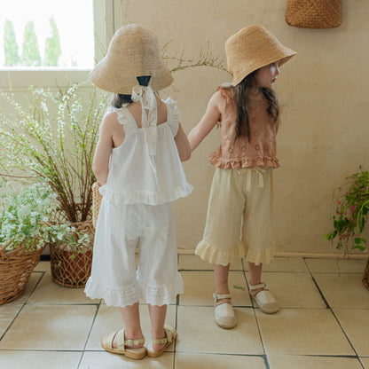 Ruffle Hem & Elastic Ribbon Waist Pants