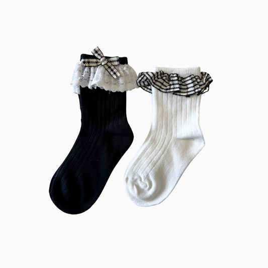 Check Ribbon Frill Socks