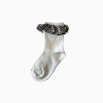 Check Ribbon Frill Socks