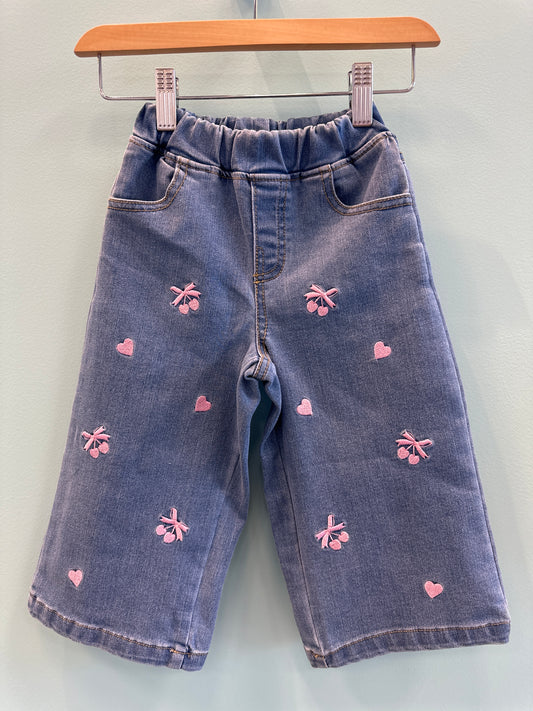 GIRLS EMBROIDERED LOVELY DENIM PANTS