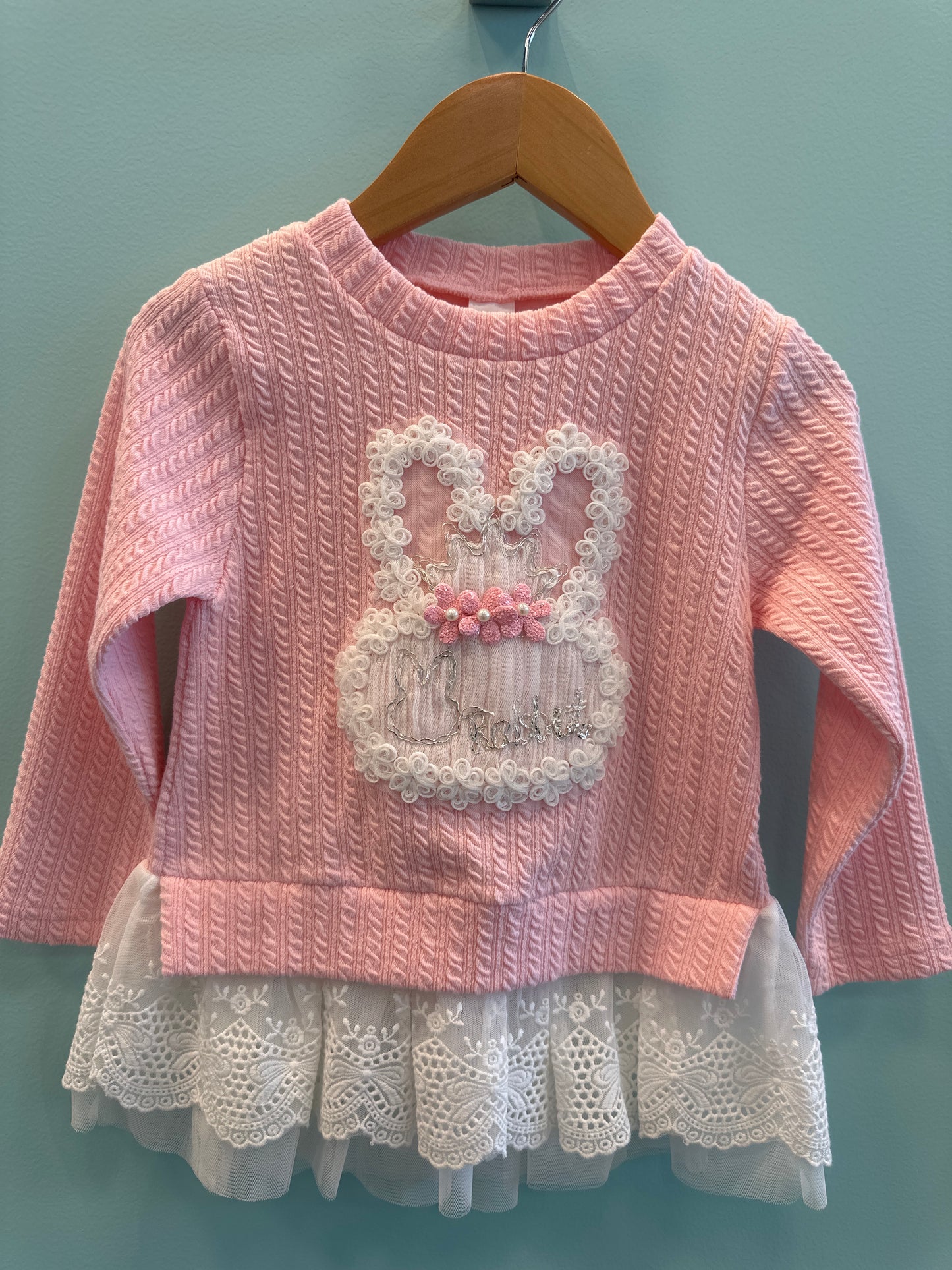 GIRLS KNIT FRILL LACE SWEATER