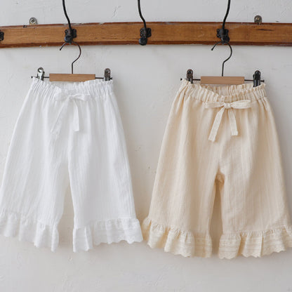 Ruffle Hem & Elastic Ribbon Waist Pants