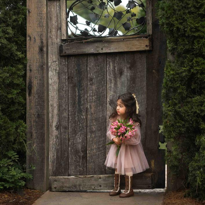 Girls Elegant Lace Tulle Dress