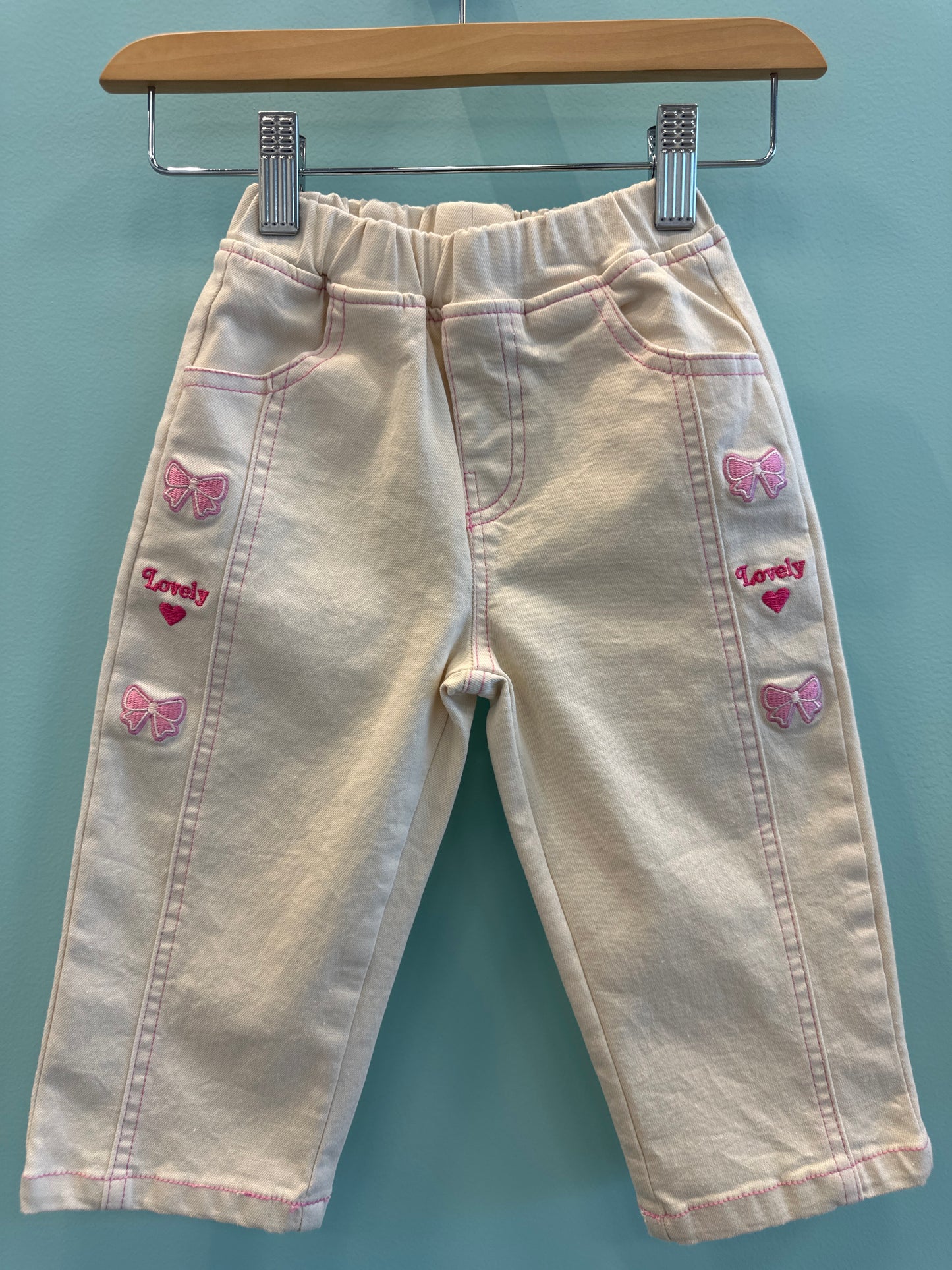 GIRLS PINK BOW PANTS (3 COLORS)