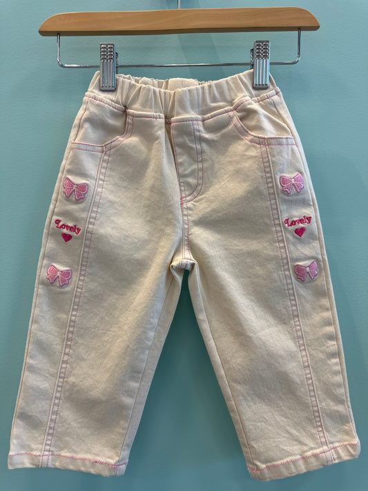 GIRLS PINK BOW PANTS (3 COLORS)