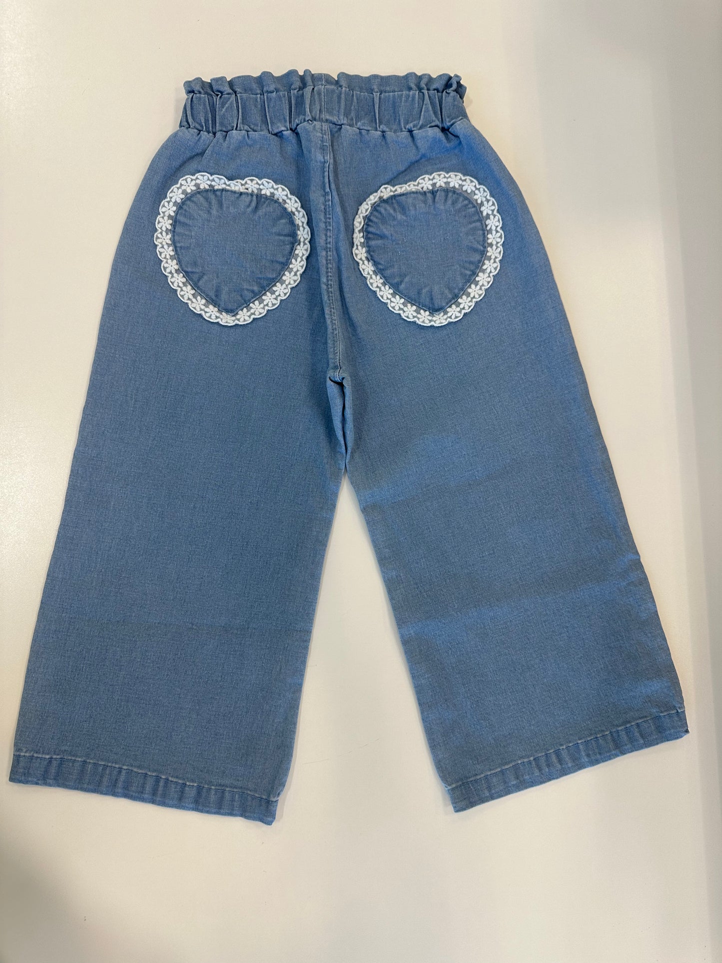 GIRLS SUMMER HEART PATCH DENIM PANTS
