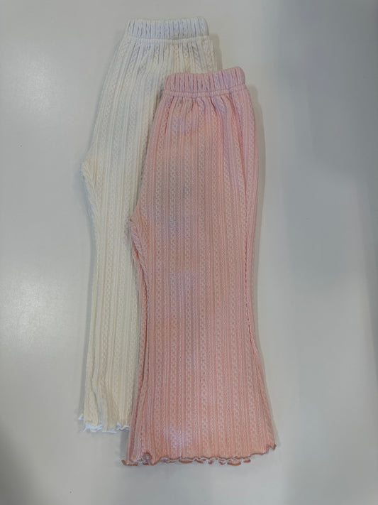 GIRLS FLARED RIB KNIT PANTS